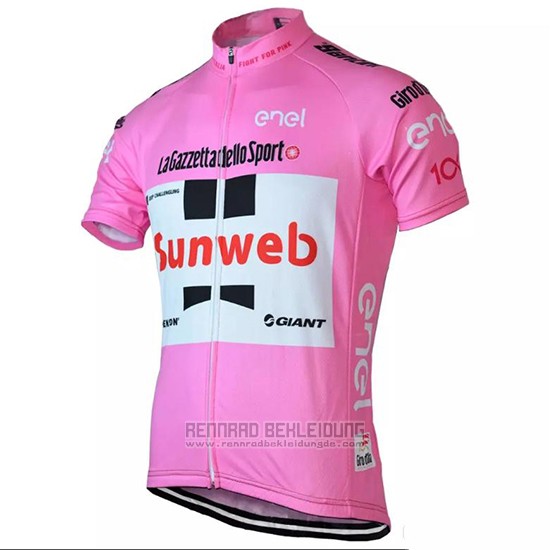 2018 Fahrradbekleidung Sunweb Rosa und Wei Trikot Kurzarm und Tragerhose